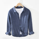 Linen Long-sleeved Shirt - WOMONA.COM