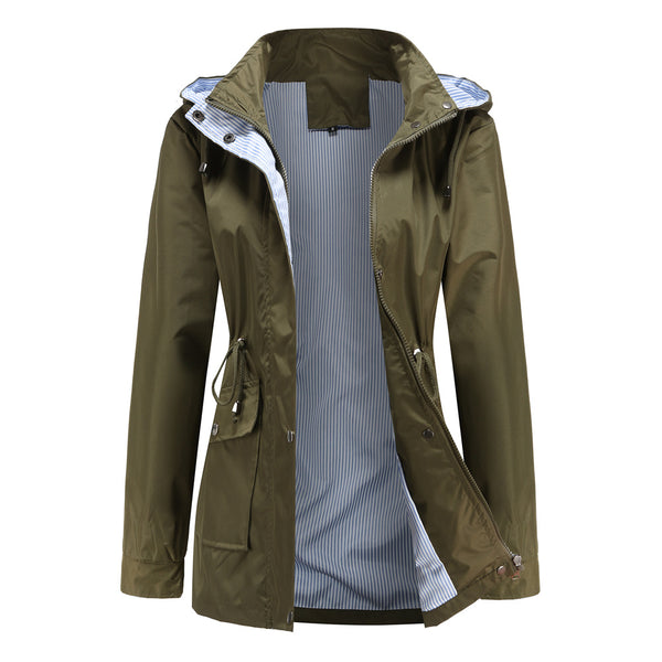 Detachable Hood Trench Coat Women's - WOMONA.COM