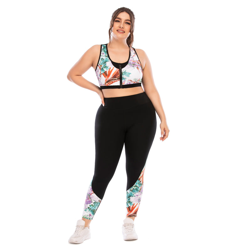 Workout Clothes Suit Plus Size Yoga Clothes Tight-fitting Barbie Pants Sports Bra - WOMONA.COM