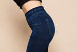 Faux Denim Jeans Leggings - WOMONA.COM