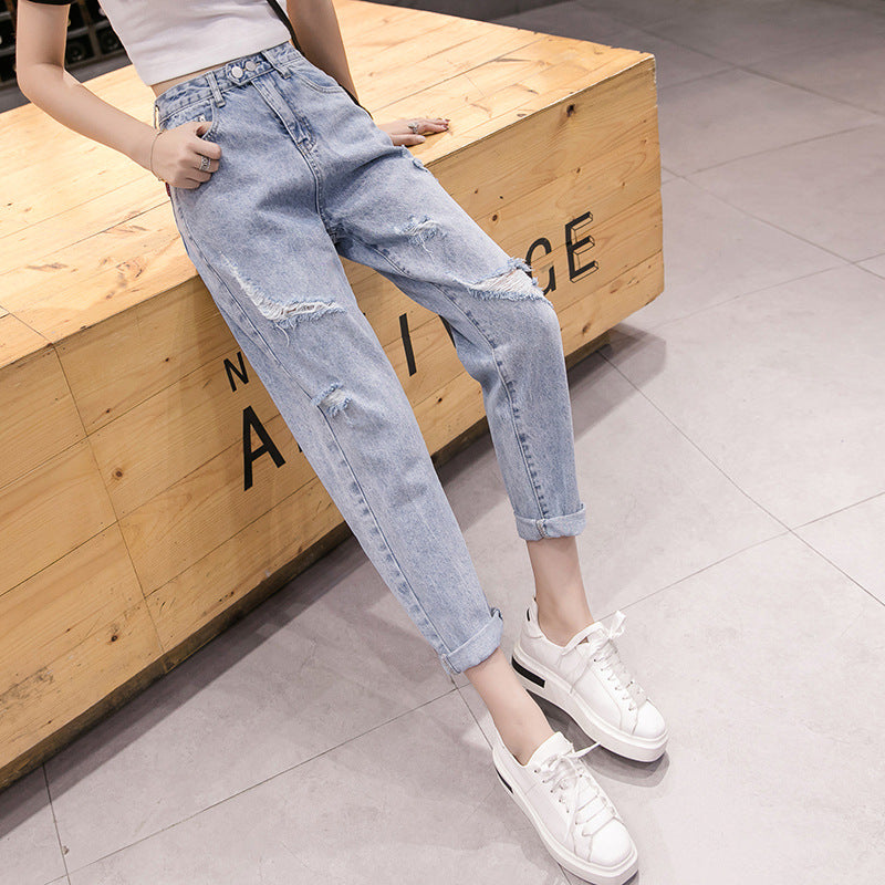Loose Ripped Jeans - WOMONA.COM