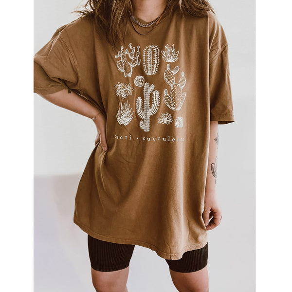 Women's Cactus Print Short Sleeve - WOMONA.COM