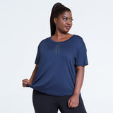 Hollow Printed T-Shirt Sports Plus Size - WOMONA.COM