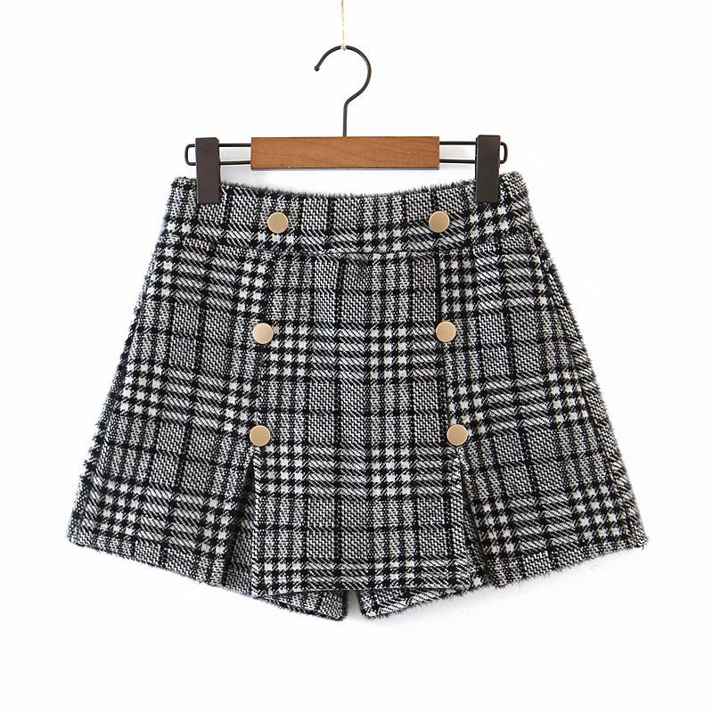 Houndstooth Shorts Skirt Women - WOMONA.COM