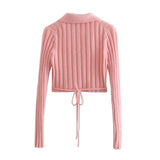 Lapel Slim Sweater Jacket - WOMONA.COM