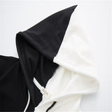 contrast color hooded top - WOMONA.COM