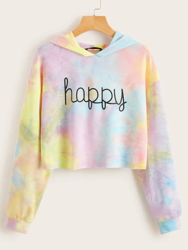 Rainbow Tie Dye Print Sweatshirt - WOMONA.COM