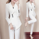 Women white Slim Pant Suits - WOMONA.COM