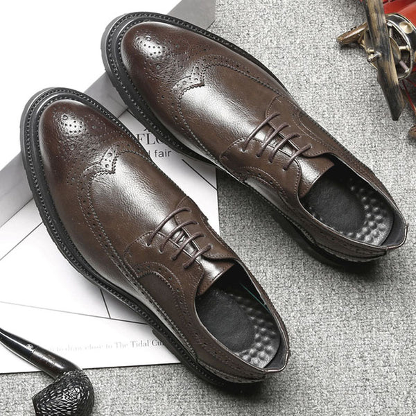 British leather shoes men's formal business shoes - WOMONA.COM