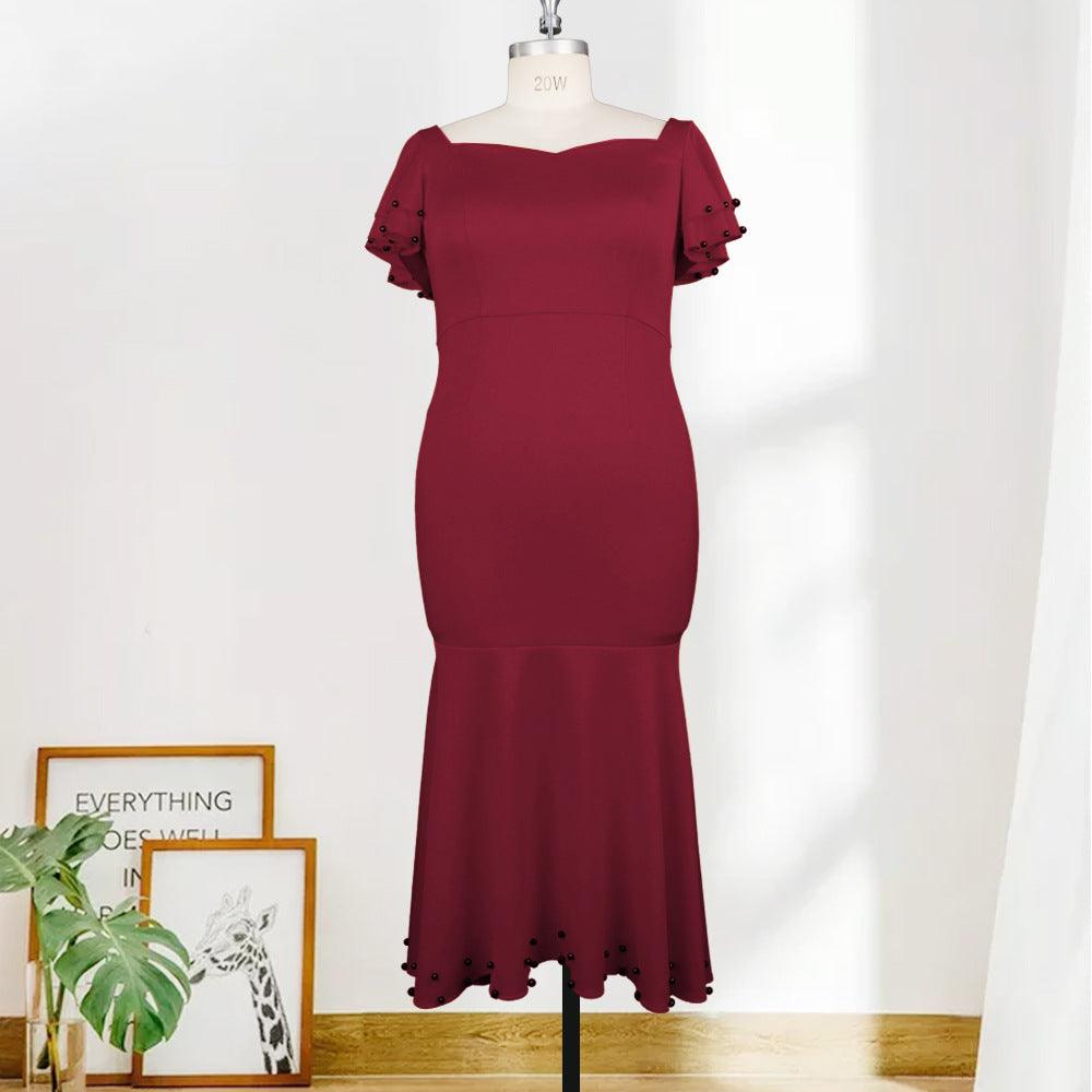 High Waist Plus Size Ruffle Dress Women - WOMONA.COM