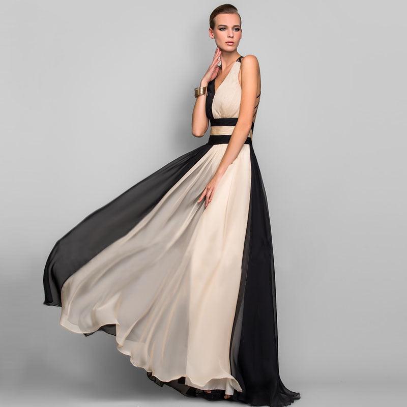 backless color skirt long dress - WOMONA.COM