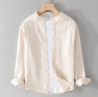 Cotton linen shirt men - WOMONA.COM