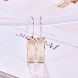 Rectangular geometric crystal earrings - WOMONA.COM