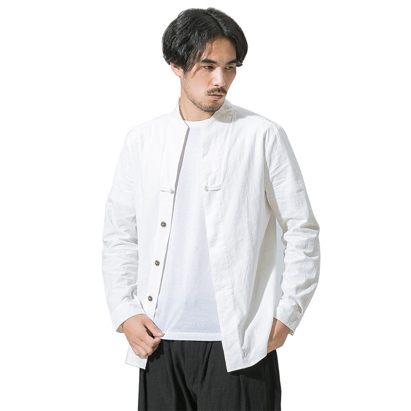 Disc Button Long Sleeved Shirt - WOMONA.COM