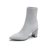 Chunky High Heels Socks Boots - WOMONA.COM