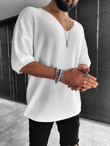 V-Neck Short-Sleeved Men's Sweater - WOMONA.COM