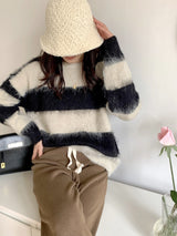 Striped Pullover Sweater - WOMONA.COM