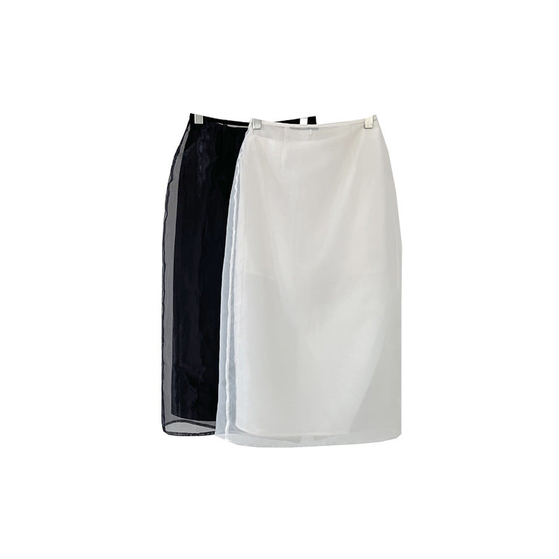 Hollow Mesh Stitching Skirt - WOMONA.COM