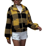 Lapel Cardigan Plaid Literary Street Hipster Yellow - WOMONA.COM