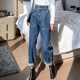 Denim Straight Wide Leg Pants Women - WOMONA.COM