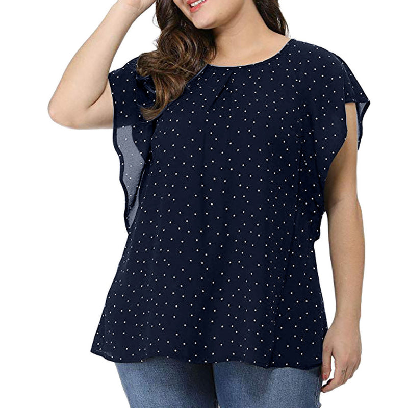 Summer New Plus Size Women's Polka Dot T-Shirt - WOMONA.COM