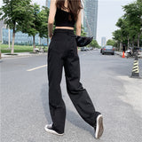 Black Wide Leg Ripped Summer Jeans - WOMONA.COM