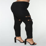 Women's Plus Size Fashion Eyelet Strap Jeans - WOMONA.COM