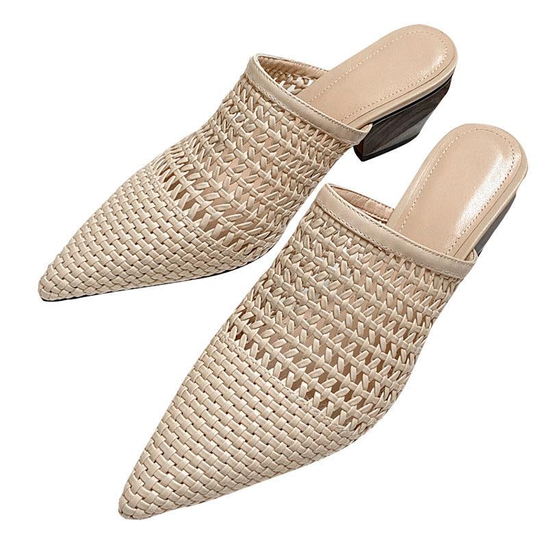 Woven Baotou Half Slippers - WOMONA.COM