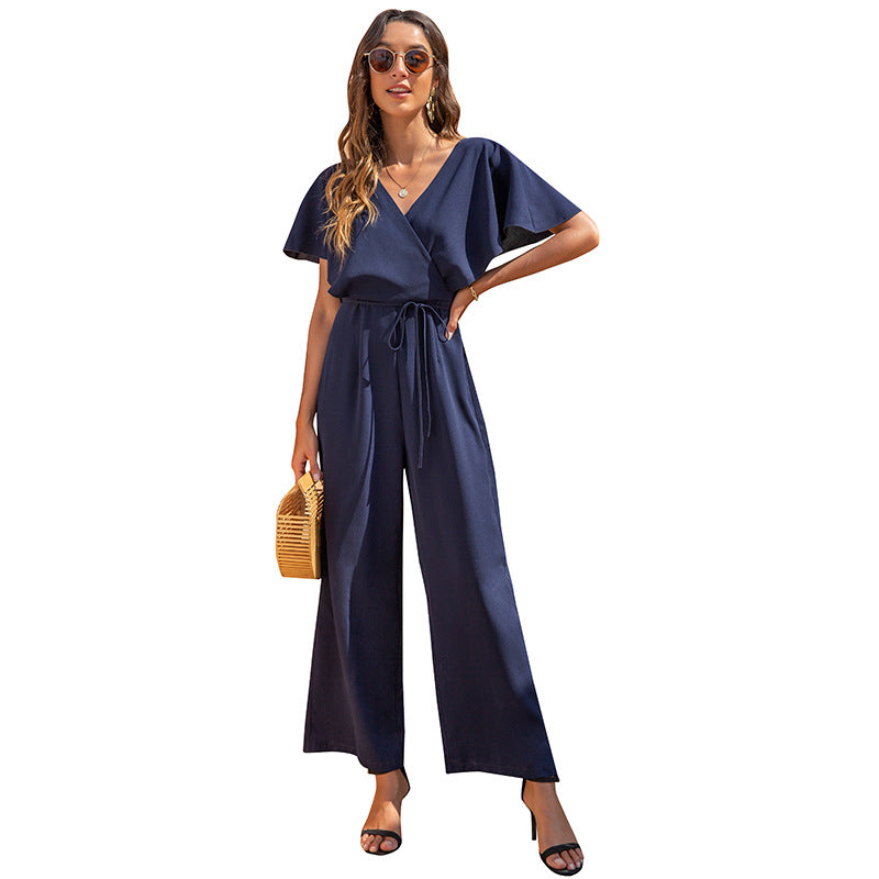 Casual High Waist Loose Jumpsuit - WOMONA.COM