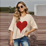 Heart-shaped Printed Long-sleeved Top Women - WOMONA.COM