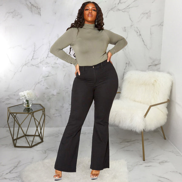 Women's Fashion Slim Fit Wide Leg Plus Size Flare Jeans - WOMONA.COM