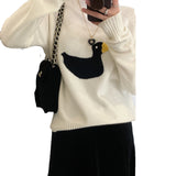 Cute Duckling Round Neck Sweater - WOMONA.COM