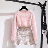 Two-piece Beaded Sweater - WOMONA.COM