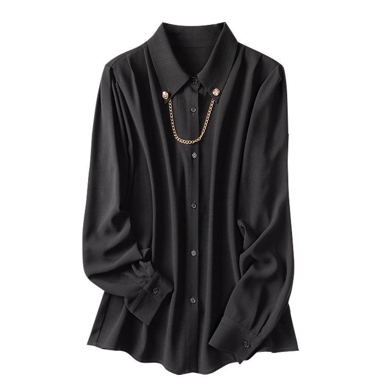 Black Chiffon Top Ladies Blouse - WOMONA.COM
