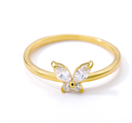 Gold-plated Butterfly Zircon Ring - WOMONA.COM