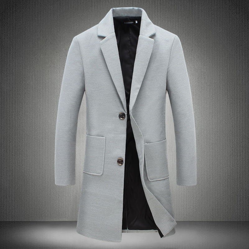 Slim Handsome Woolen Coat Men's - WOMONA.COM