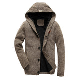 Men's Hooded And Velvet Warm Knitted Cardigan - WOMONA.COM