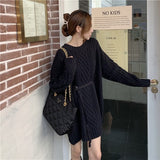 Belt Long-sleeved Mid-length Sweater - WOMONA.COM