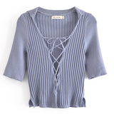 Half Sleeve Knit Top - WOMONA.COM