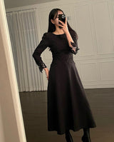 Slim Fit Waist A-line Dress - WOMONA.COM