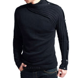 Men's Slim Knit Sweater Fashion Scarf Collar Base - WOMONA.COM