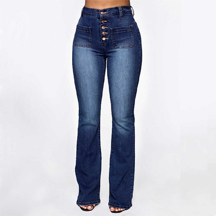 Plus Size Jeans Women Patch Pocket - WOMONA.COM