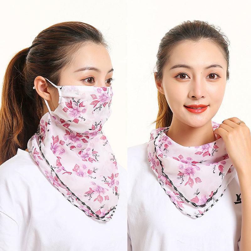 Women’s silk scarf, pale pink floral print with black trim edge