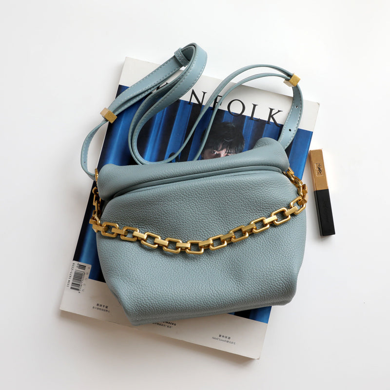 Leather Chain Dumpling  Bag - WOMONA.COM