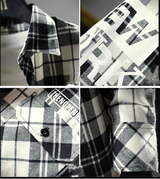 Men Casual Plaid Shirt Slim Fit - WOMONA.COM