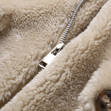 Jacket Lapel Zipper Padded Plush Coat - WOMONA.COM