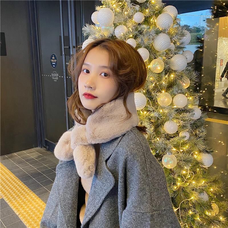 Rabbit Fur Scarf Plush Fur Collar - WOMONA.COM