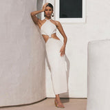 New Women's Sexy Knitted Halter Neck Strapless Dress - WOMONA.COM