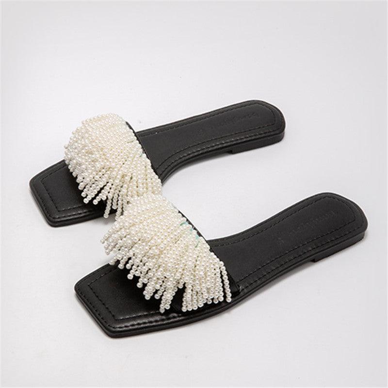 New Resort Pearl Flat Roman Sandals - WOMONA.COM