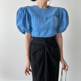 Retro Puff Sleeve Shirt Women - WOMONA.COM